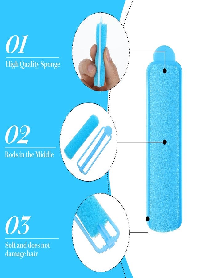 oruola أورولا 56 قطعة أسطوانات إسفنجية للشعر، 2.67 إنش لفات إسفنجية، لفات ناعمة، لفات رغوية بدون حرارة لتصفيف الشعر الطويل والقصير للسيدات والأطفال (أزرق) - Image 4