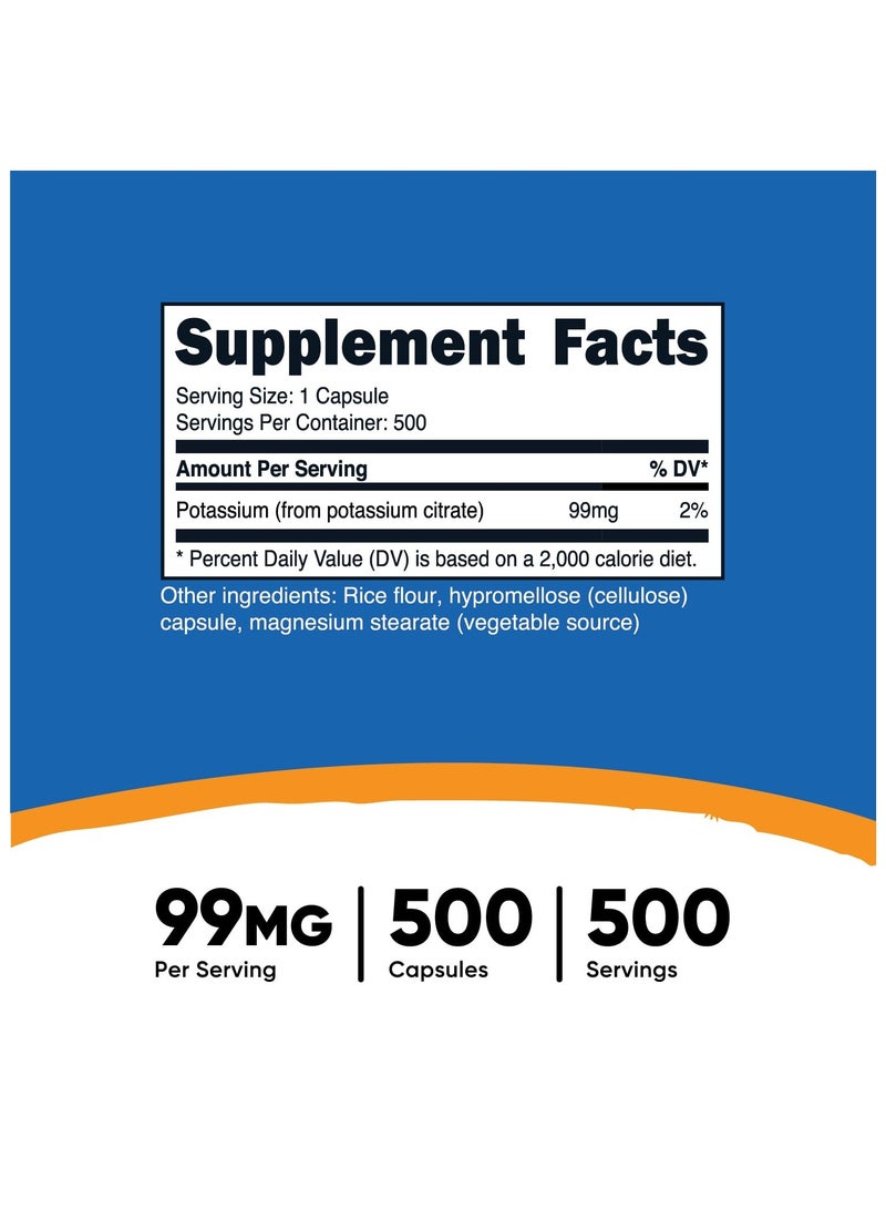 Nutricost Potassium - From Potassium Citrate, 99 MG Per serving | 500 Capsules | 500 SERVINGS  - Image 2