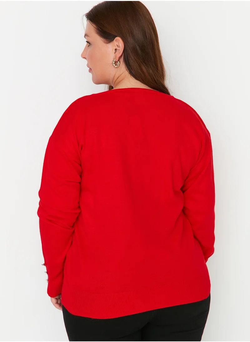Trendyol Curve V-Neck Knitted Sweater