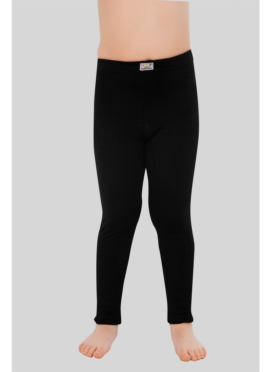 Arma Yıldız Boys Thermal Tights Black With Ribbed Inside Warm Winter Underwear 