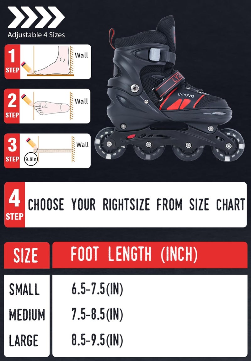 Lyrovo Aluminium Inline Skates Shoes (M, Red) - Image 2