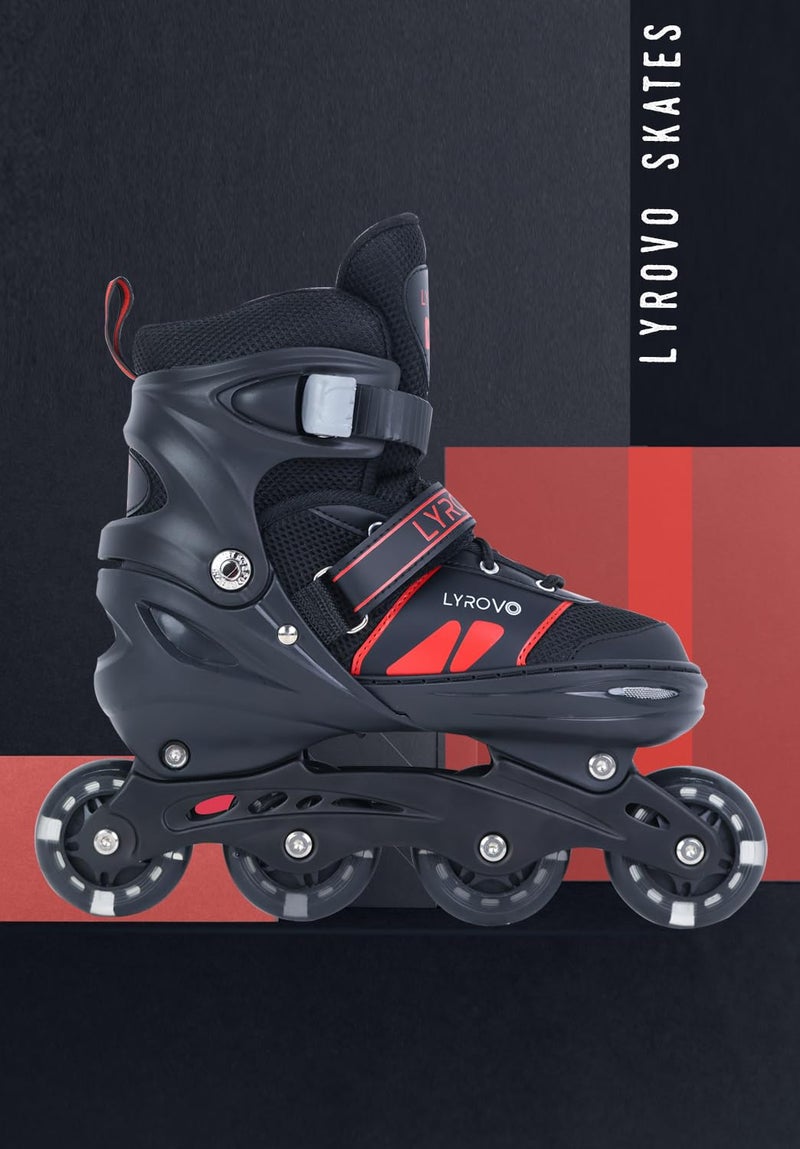 Lyrovo Aluminium Inline Skates Shoes (M, Red) - Image 3