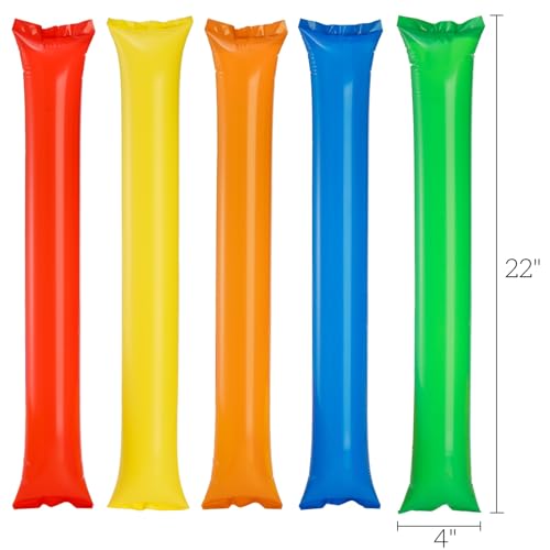 AVLA 100 Pcs Thicken Thunder Sticks, Cheering Team Spirit Boom Stick, Long Balloon Inflating Noise Maker, Inflatable Bam Bam Cheerleading Stick Clapper for Sporting Event Basketball Football Party - Image 2