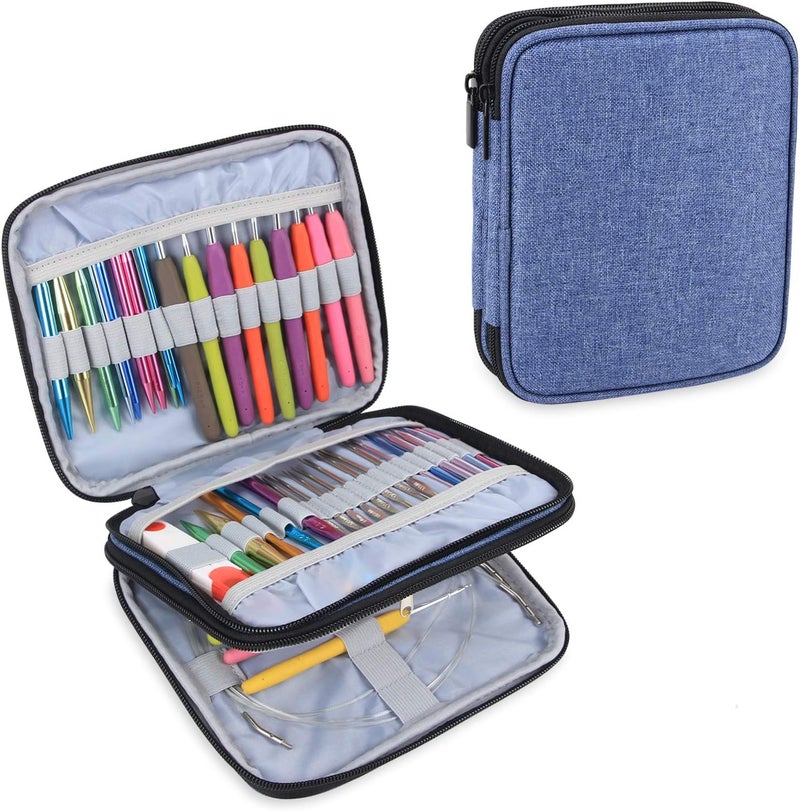 Teamoy Organizer Case for Interchangeable Circular Knitting Needles, Crochet hooks and Knitting Accessories, Keep All in Place and Easy to Carry, Blue (No Accessories Included) - Image 1