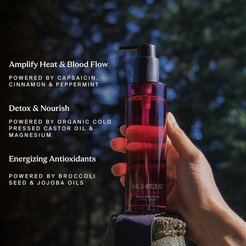 HigherDOSE Endorphin Body Oil Organic Castor Oil with Magnesium Warming Essential Blend Targeted Sauna Workout Enhancer Detox Support Body Skin Care Products 5 Fl Oz - Image 3