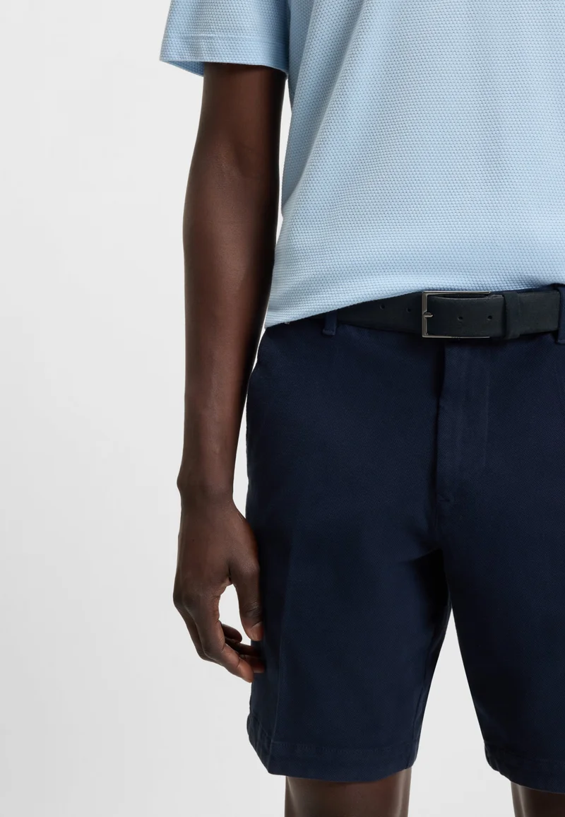 BOSS Dark Blue Suede belt with logo and gunmetal buckle for Men | Best Price UAE
