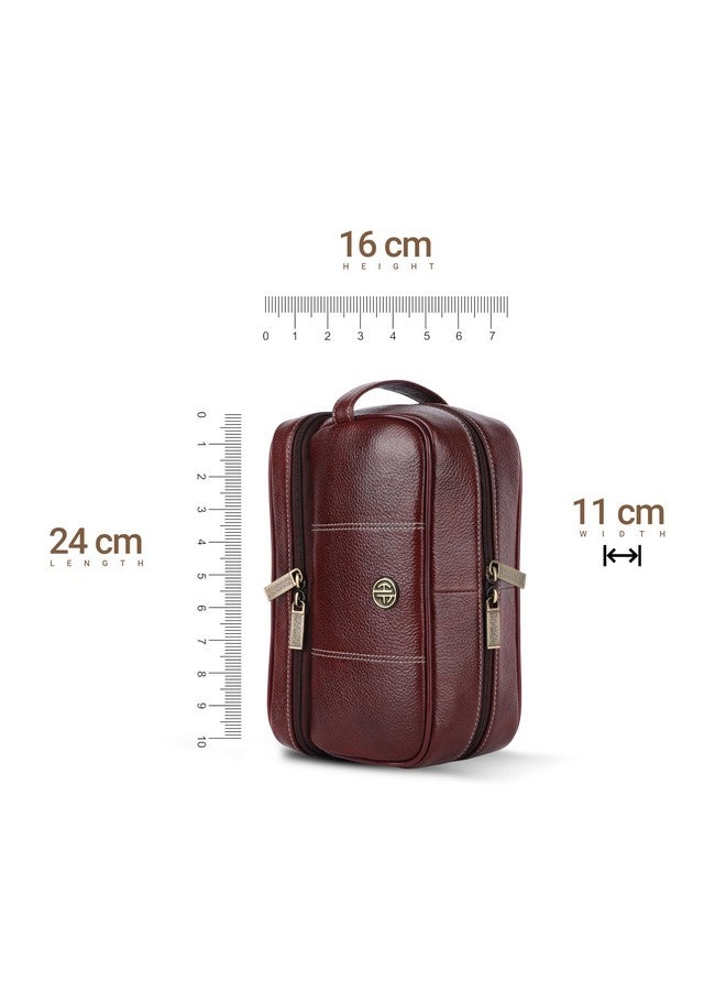 Hammonds Flycatcher Genuine Leather Toiletry Bag for Men and Women Cosmetic Organizer Bag, Travel Organizer Pouch, Shaving Kit Bag for Men Toiletry Pouch for Men with Multiple Pockets - Brown - Image 5