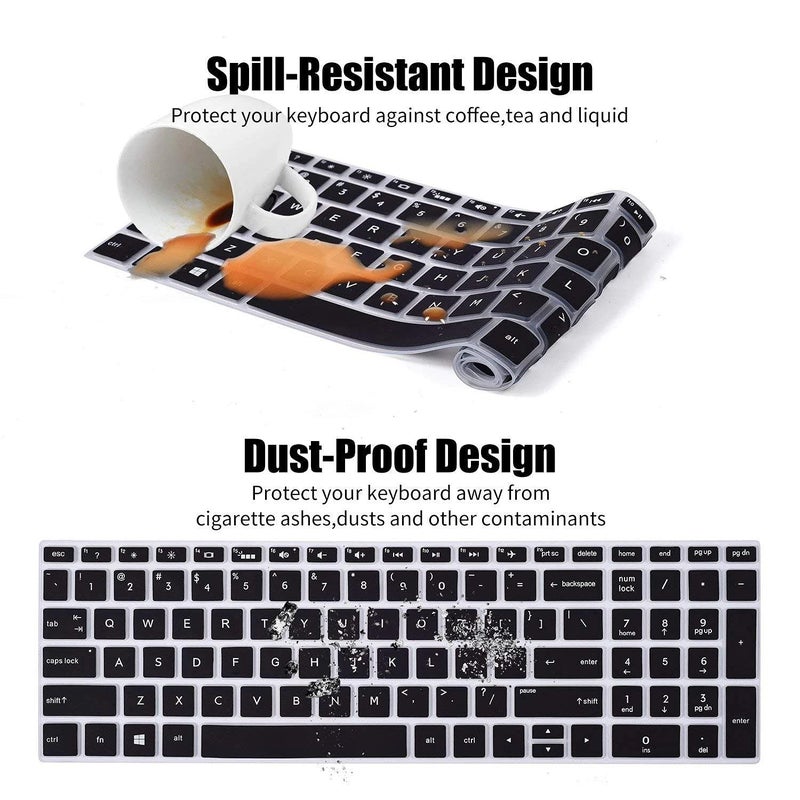 Raya غطاء لوحة مفاتيح سيليكون لأجهزة لابتوب HP Pavilion 15 [ 15s-fy 15s-fq 15s-eq ] | يناسب أيضًا أجهزة لابتوب الألعاب HP Pavilion 15 [15-dk 15-ec ] (أسود) - Image 5