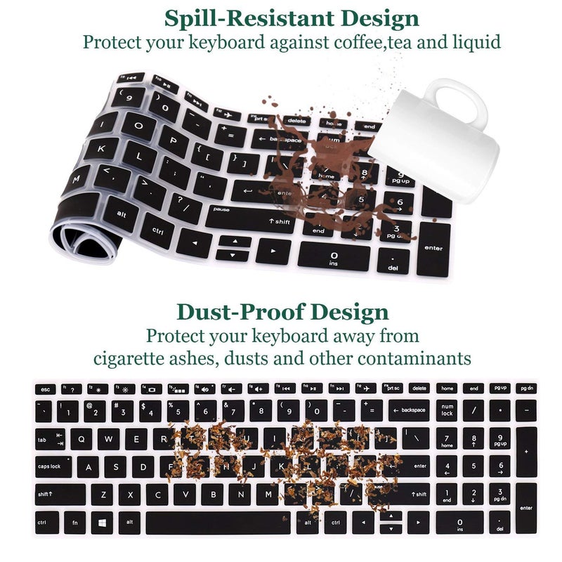 Raya غطاء لوحة مفاتيح سيليكون لأجهزة لابتوب HP Pavilion 15 [ 15s-fy 15s-fq 15s-eq ] | يناسب أيضًا أجهزة لابتوب الألعاب HP Pavilion 15 [15-dk 15-ec ] (أسود) - Image 4