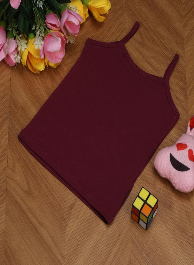 Aimly Girl's Cotton Camisole Slip | Sleeveless Waist Length Innerwear | Soft Stretchable Tank Top | Scoop Neck | Kids Toddler Girls Vest | Pack of 3 - Image 4