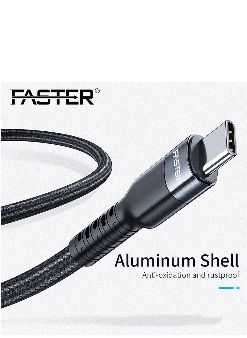 Faster 100W USB-C to C Fast Charging Cable 1 Meter - QC 4.0 Type-C Cable for iPhone, Android, Macbook, Laptop - Braided Long Charger Cable for PD Fast Charging - Thick and Durable  - Image 2
