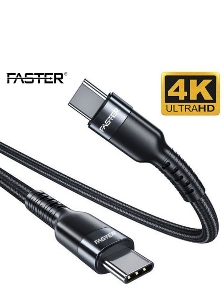 Faster 100W USB-C to C Fast Charging Cable 1 Meter - QC 4.0 Type-C Cable for iPhone, Android, Macbook, Laptop - Braided Long Charger Cable for PD Fast Charging - Thick and Durable  - Image 1
