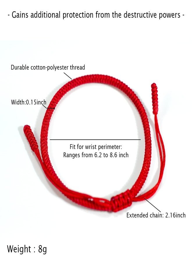 RIMOBUL 3pcs Handmade Tibetan Buddhist Lucky Bracelet Red Rope Bracelet Red Color Bracelets Matching Bracelets (Faith) - Image 2