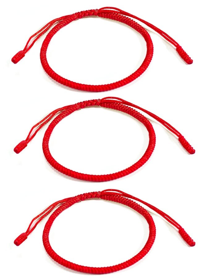 RIMOBUL 3pcs Handmade Tibetan Buddhist Lucky Bracelet Red Rope Bracelet Red Color Bracelets Matching Bracelets (Faith) - Image 3