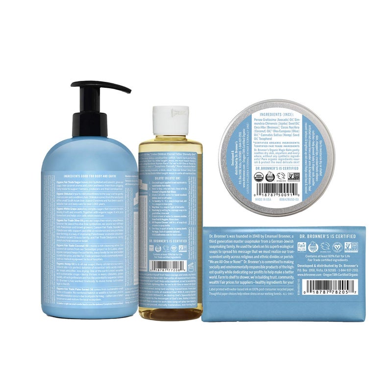 Dr. Bronner's Baby Unscented Gift Set - Pure-Castile Liquid and Bar Soaps, Organic Magic Balm, and 4-in-1 Organic Sugar Pump Soap - Image 2