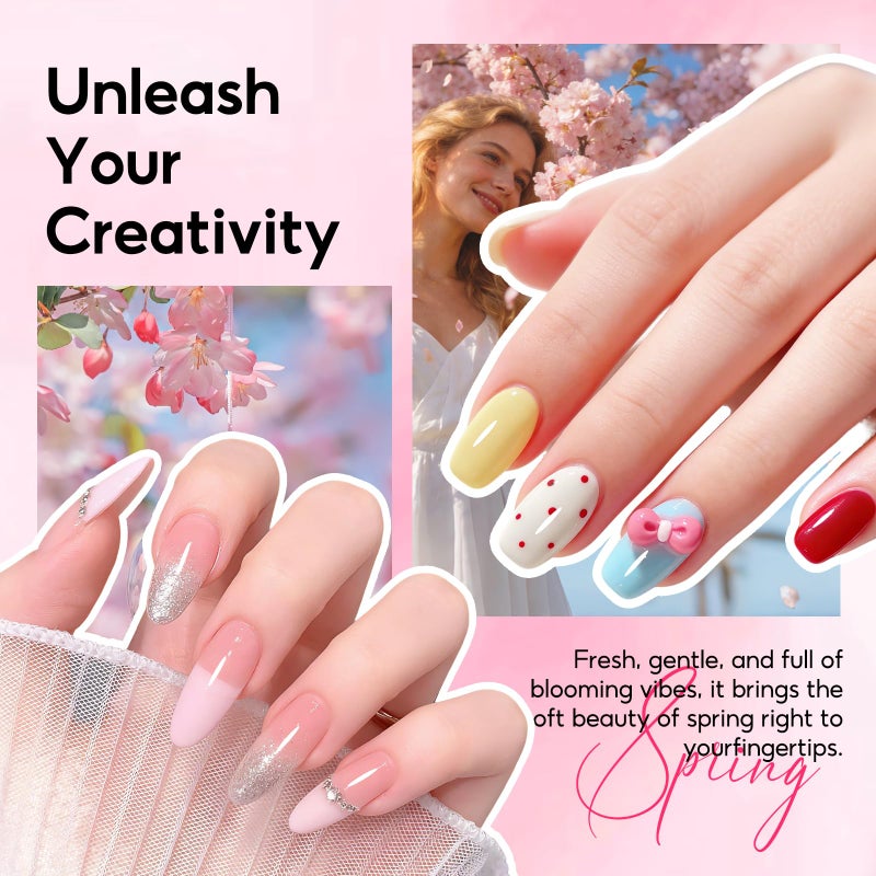 Peacecolor 26PCs Gel Nail Polish Set ,Spring Colors Gel Polish Kit with 5Pcs Glossy/Matte/Glitter Top Base Coat Nude Pink White Green Red Blue Soak Off Gel Manicure Kit Gifts for Women DIY - Image 2