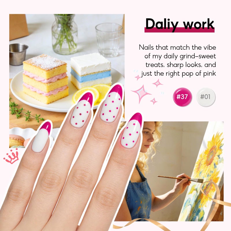 Peacecolor 26PCs Gel Nail Polish Set ,Spring Colors Gel Polish Kit with 5Pcs Glossy/Matte/Glitter Top Base Coat Nude Pink White Green Red Blue Soak Off Gel Manicure Kit Gifts for Women DIY - Image 3