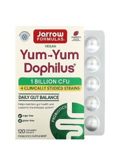 jarrow formulas Jarrow Formulas, Yum-Yum Dophilus, Raspberry, 1 Billion CFU, 120 Chewable Tablets  - Image 1