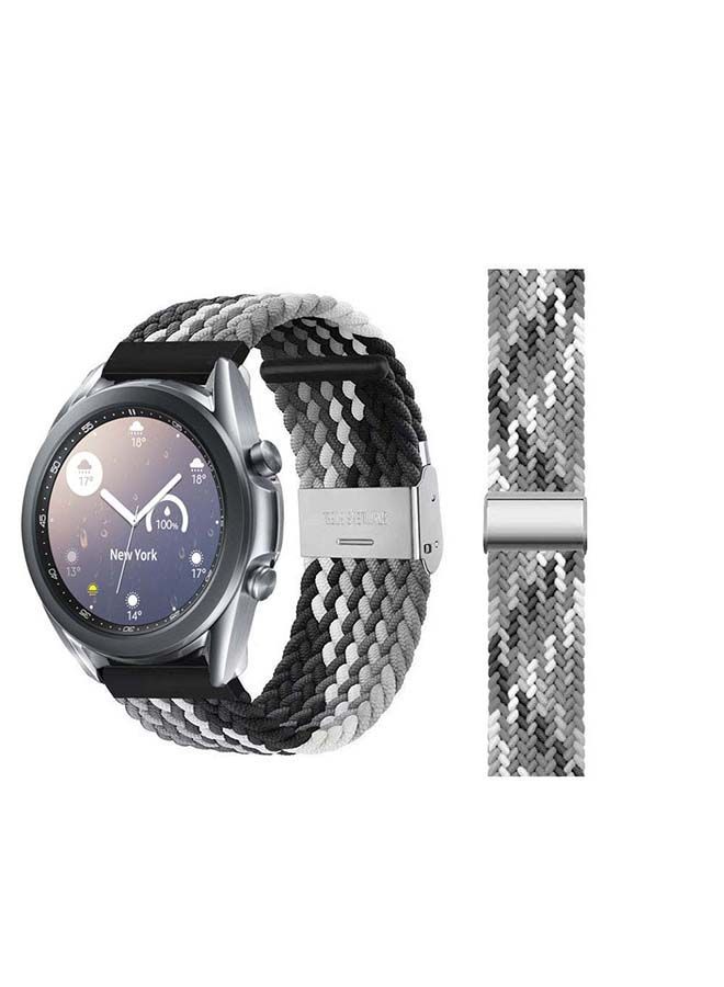 NIBEMINENT Adjustable Braided Solo Loop Band For Samsung Galaxy Watch3 Black/Grey - Image 1