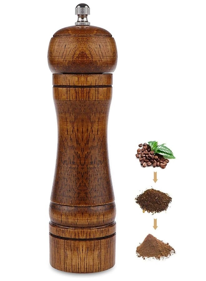 Houkiper Wood Pepper Grinder, 5 Inch Pepper Mill Refillable Oak Wooden Peppermill with Ceramic Grinding Mechanism Adjustable Coarse to Fine for Home Use - Image 1