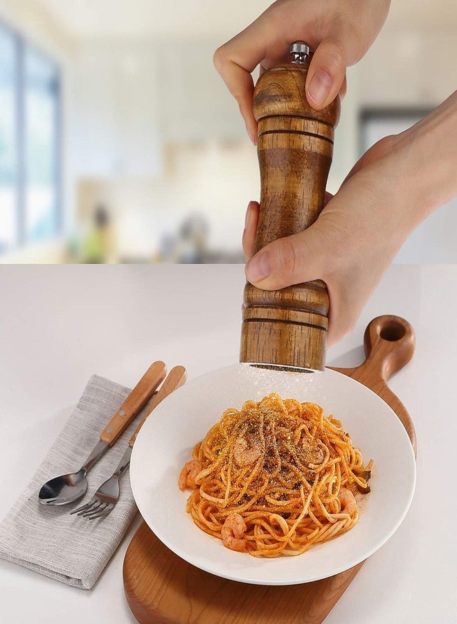Houkiper Wood Pepper Grinder, 5 Inch Pepper Mill Refillable Oak Wooden Peppermill with Ceramic Grinding Mechanism Adjustable Coarse to Fine for Home Use - Image 2
