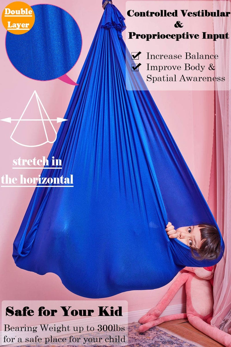 DOI IRON Sensory Swing Indoor + 360° Swivel Hanger Hardware, Double-Layer Lycra Indoor Swings for Kids to Play & Calm, Hanging Hammock Therapy Swing for Autism Child with Special Needs - Image 2