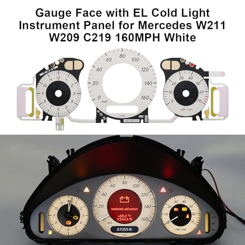 A-BENET BENET Gauge Face Overlay with EL Cold Light Instrument Panel Replacement for Mercedes W211 W209 C219 160MPH White - Image 3