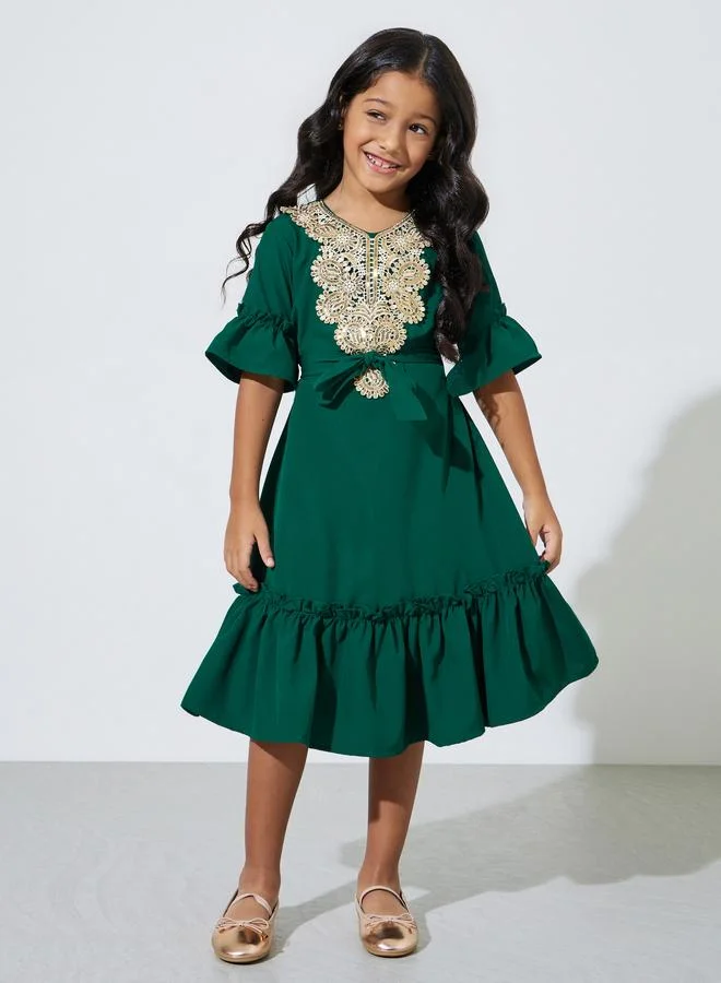 Amirah Girls Lace Patch Midi Dress
