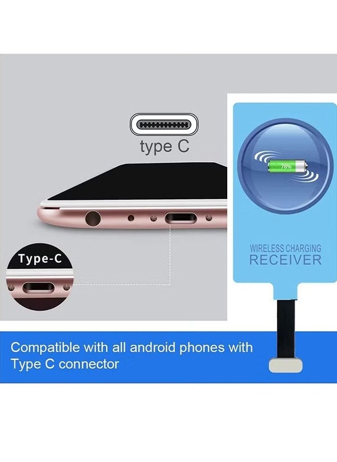 HY - Wireless Charging Receiver USB-C Qi Receiver Type C Wireless Charger with Fast Smart Microchip Technology for Samsung Galaxy A20 Fire LG Huawei Sony Motorola Xiaomi Alcatel All Android Device - Image 1