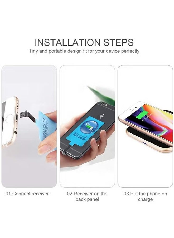 HY - Wireless Charging Receiver USB-C Qi Receiver Type C Wireless Charger with Fast Smart Microchip Technology for Samsung Galaxy A20 Fire LG Huawei Sony Motorola Xiaomi Alcatel All Android Device - Image 1