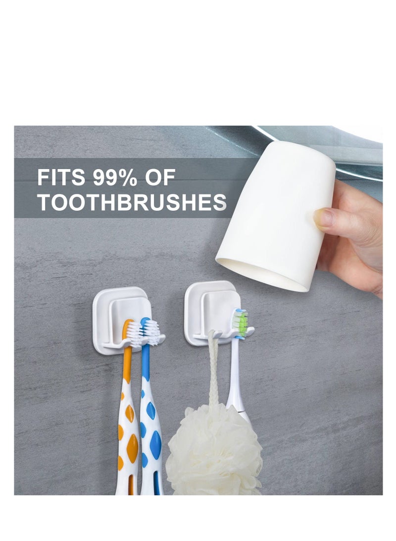 شو وو 6 Pack Tooth Brush Holder Set, Self Adhesive Wall-mounted Toothbrush Holders Organizer, Wall Mounted for Bathroom (Japanese style) - Image 2