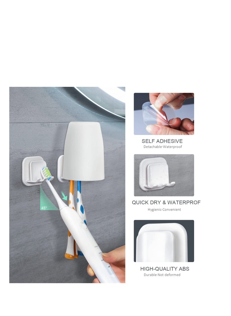 شو وو 6 Pack Tooth Brush Holder Set, Self Adhesive Wall-mounted Toothbrush Holders Organizer, Wall Mounted for Bathroom (Japanese style) - Image 3