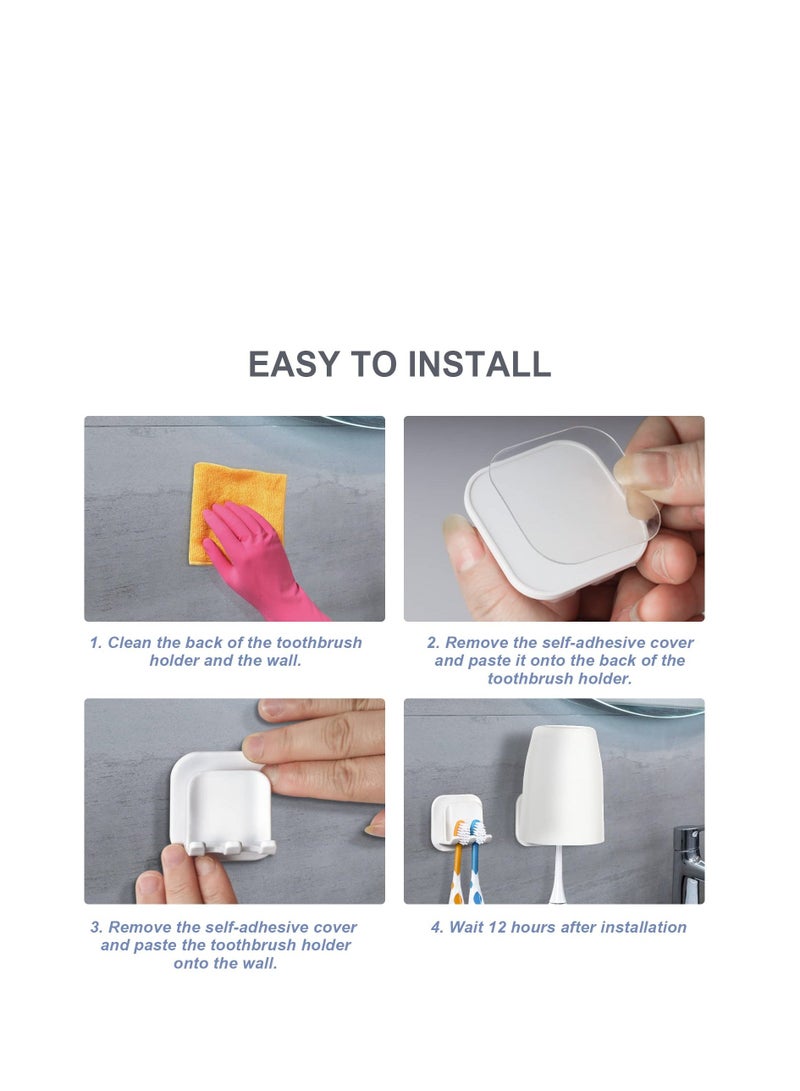 شو وو 6 Pack Tooth Brush Holder Set, Self Adhesive Wall-mounted Toothbrush Holders Organizer, Wall Mounted for Bathroom (Japanese style) - Image 5