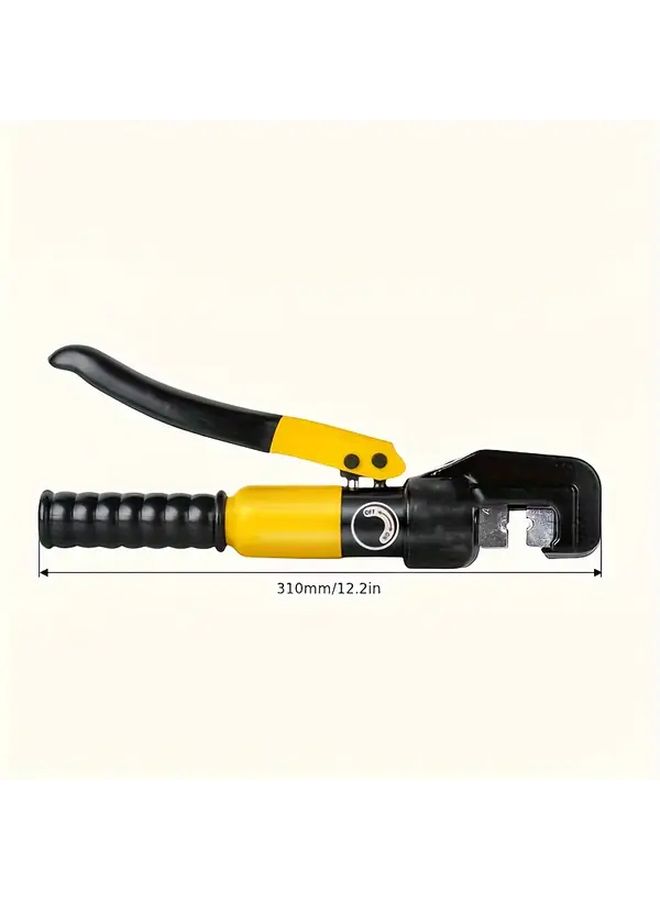 1 Set Manual Hydraulic Pliers Tool Kit Yellow Black Chrome Plated with Adjustable Oil Return Valve for Electricians Includes 4 6 10 16 25 35 50 70mm² Hex Crimping Dies in Plastic Tool Box - Image 3