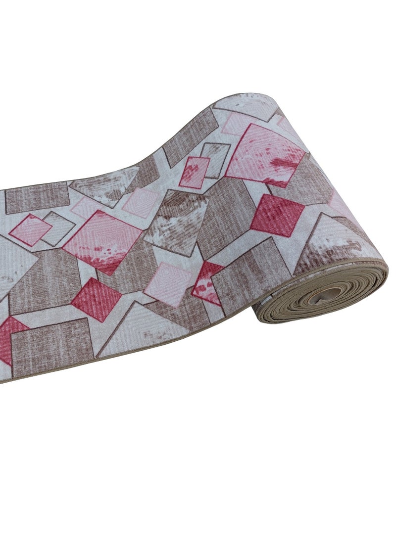Mac Carpet Light weight  FOX corridors machine woven rug (Width 80cm and 100cm) Pink with beige color  - Image 1