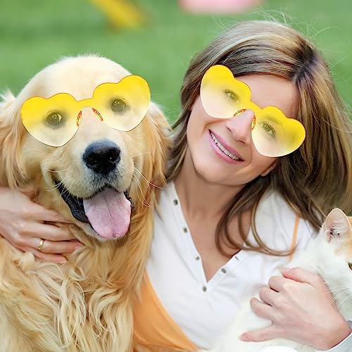 JFTOWN 12 Pairs Heart Shape Rimless Valentines Sunglasses Candy Color Frameless One Piece Love Glasses for Women Party Favor（Gradient Yellow） - Image 5