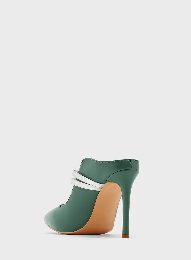 Khizana Double Strap Curved Edge Slip-On Pointed Pump