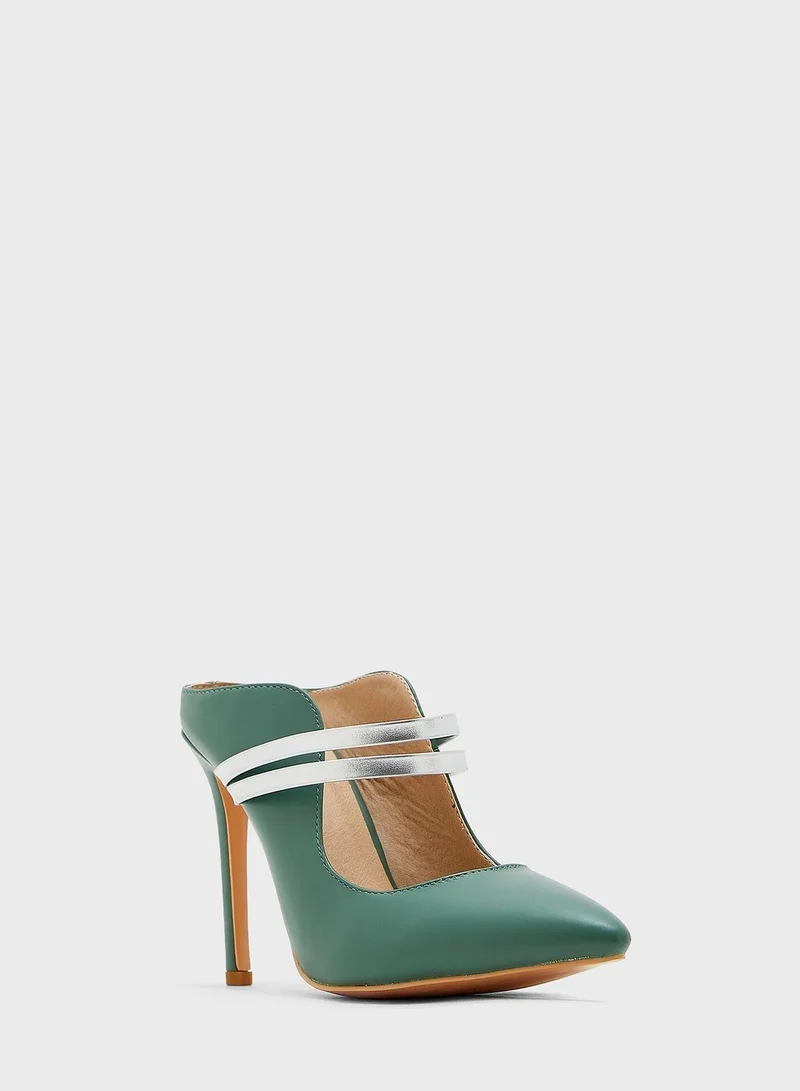 Khizana Double Strap Curved Edge Slip-On Pointed Pump