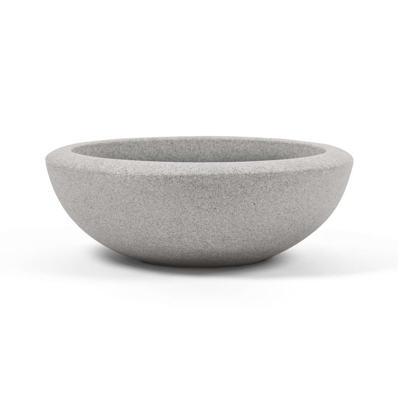 ARBORA 21" Santorini Bowl Polyresin Indoor and Outdoor Planter with Stone Blend Concrete Gray Finish - Durable, Weatherproof, Lightweight, Large Plant Pot for Patio, Garden, Deck, Entryway - Image 1