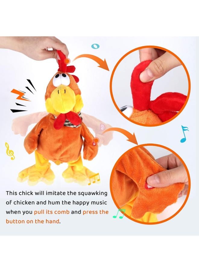 Cuteoy 13'' Squawking Chick Stuffed Animal Chicken Musical Walking Singing Waving Rooster Electronic Interactive Plush Toy Gift for Kids Boys Girls Birthday Easter - Image 1