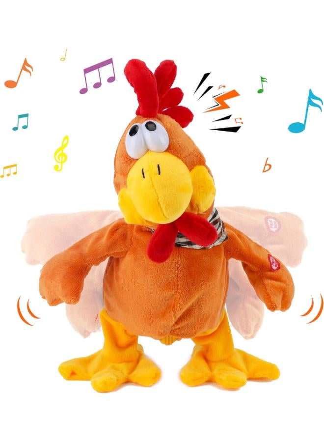 Cuteoy 13'' Squawking Chick Stuffed Animal Chicken Musical Walking Singing Waving Rooster Electronic Interactive Plush Toy Gift for Kids Boys Girls Birthday Easter - Image 2