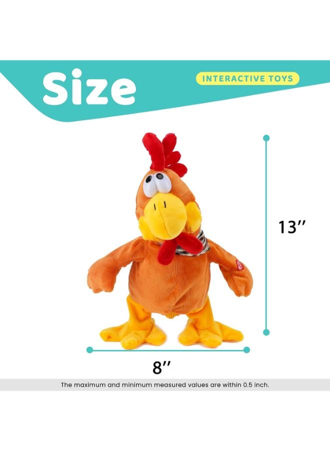 Cuteoy 13'' Squawking Chick Stuffed Animal Chicken Musical Walking Singing Waving Rooster Electronic Interactive Plush Toy Gift for Kids Boys Girls Birthday Easter - Image 4