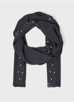 Khizana Pearl Embellished Long Hijab Scarf  - Image 1