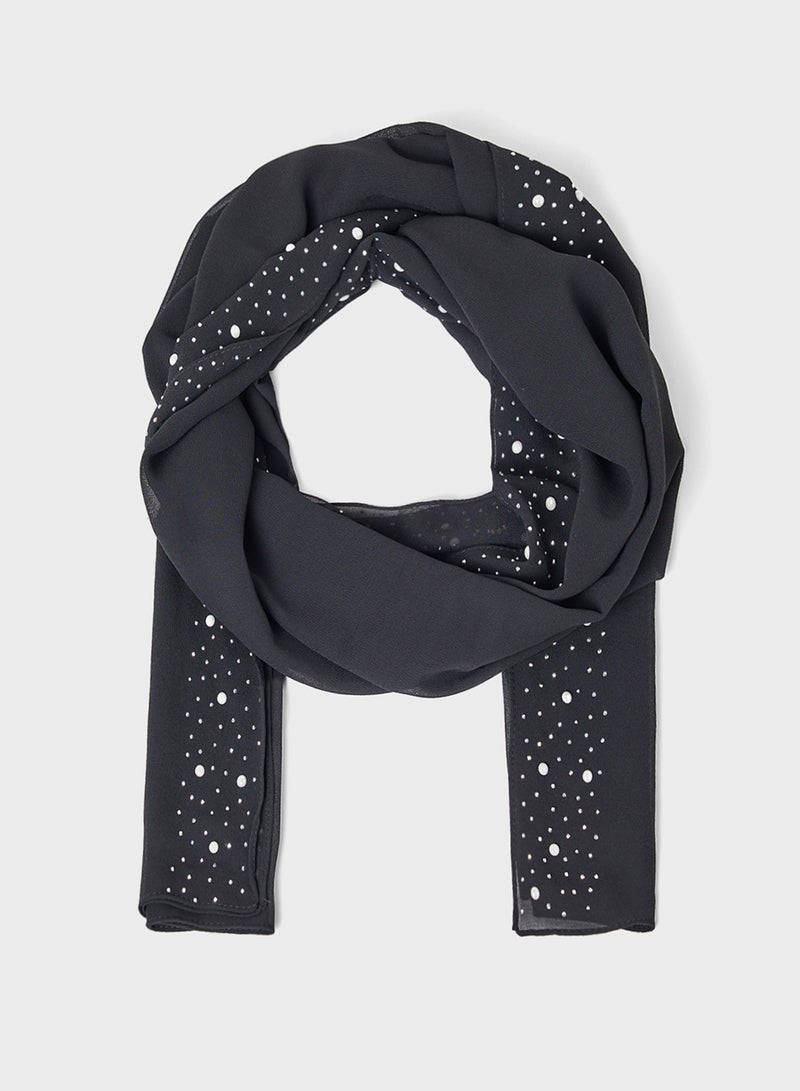 Khizana Pearl Embellished Long Hijab Scarf  - Image 1