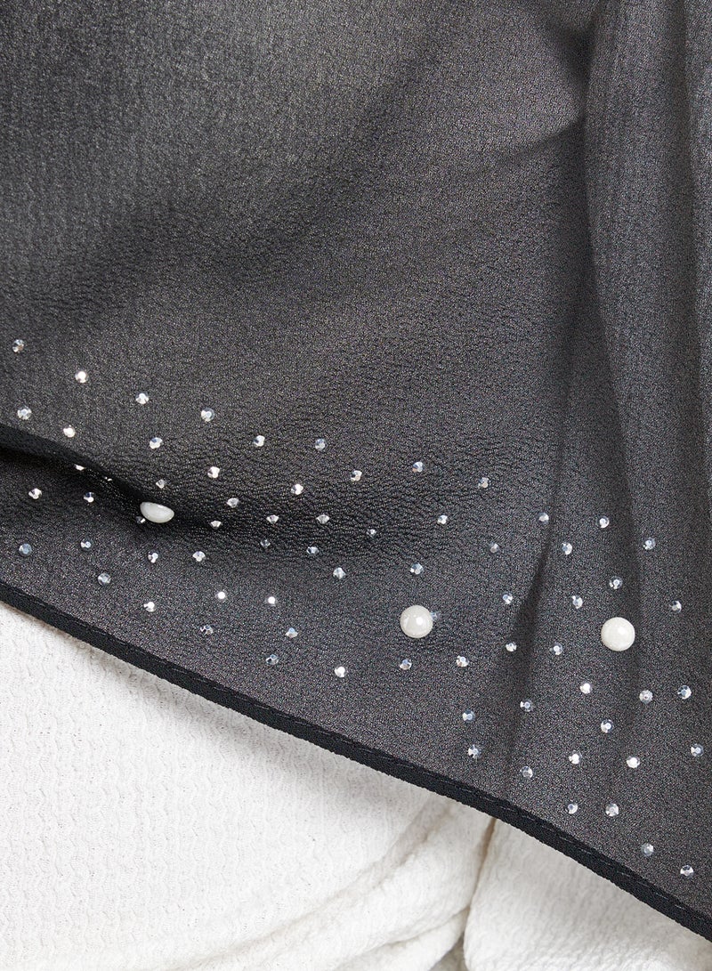 Khizana Pearl Embellished Long Hijab Scarf  - Image 4