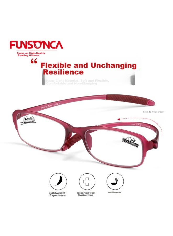 Funsonca Anti-blue Light Ultra-light Imported Material Non-metal Reading Gl For Men And Women, Comfortable And Easy On The Eyes, Red 150 Degrees - Image 3