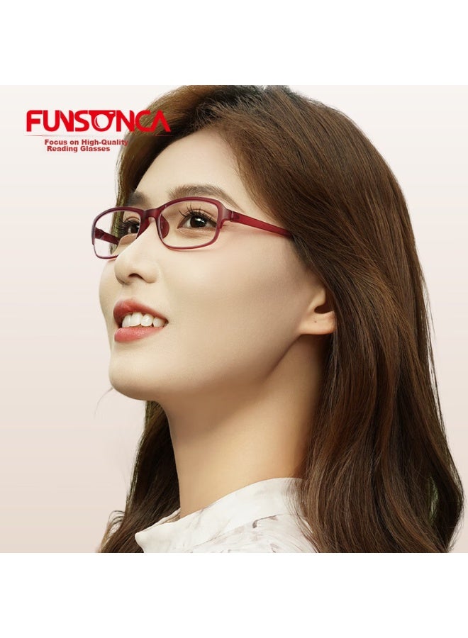 Funsonca Anti-blue Light Ultra-light Imported Material Non-metal Reading Gl For Men And Women, Comfortable And Easy On The Eyes, Red 150 Degrees - Image 2
