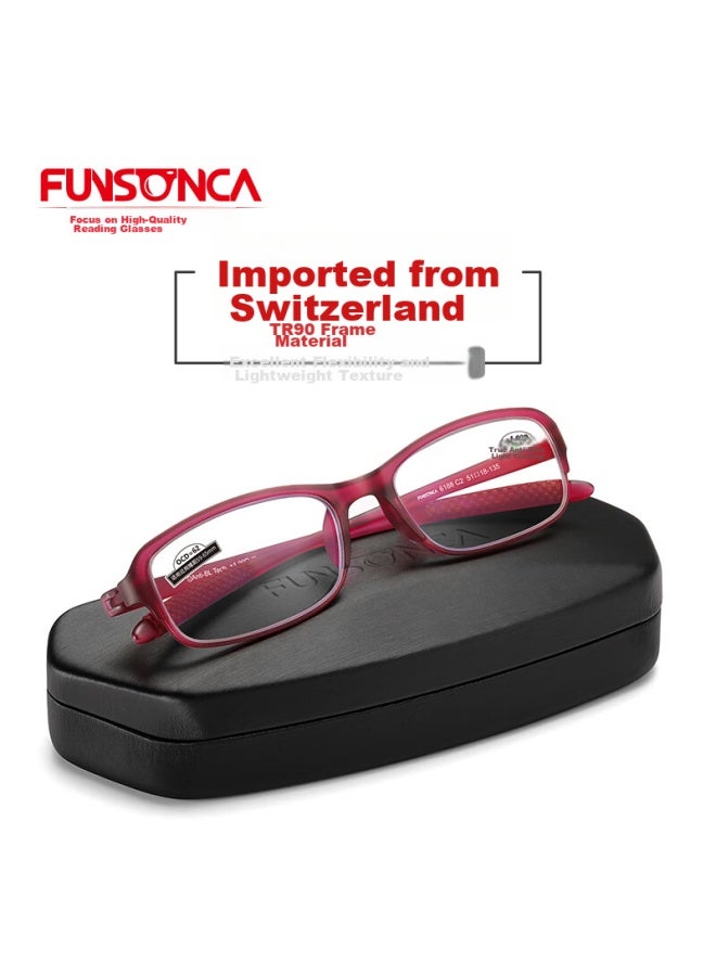 Funsonca Anti-blue Light Ultra-light Imported Material Non-metal Reading Gl For Men And Women, Comfortable And Easy On The Eyes, Red 150 Degrees - Image 4