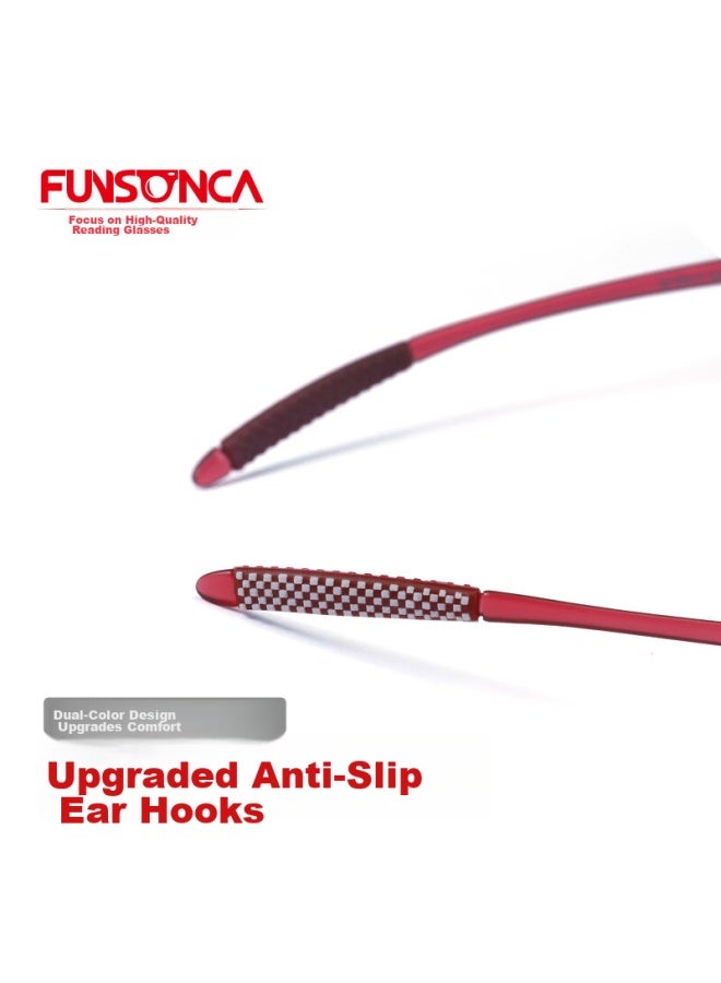 Funsonca Anti-blue Light Ultra-light Imported Material Non-metal Reading Gl For Men And Women, Comfortable And Easy On The Eyes, Red 150 Degrees - Image 5