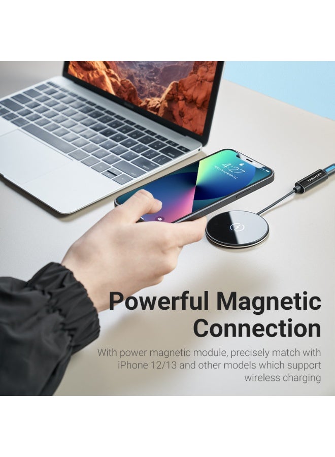 VENTION Magnetic Wireless Charger 15W Ultra-thin Mirrored Surface Type 0.05M Black Model # FGABAG - Image 4